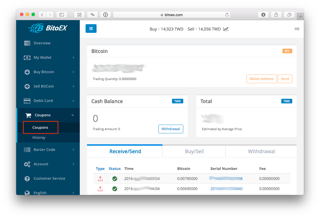 Bitoex Dashboard