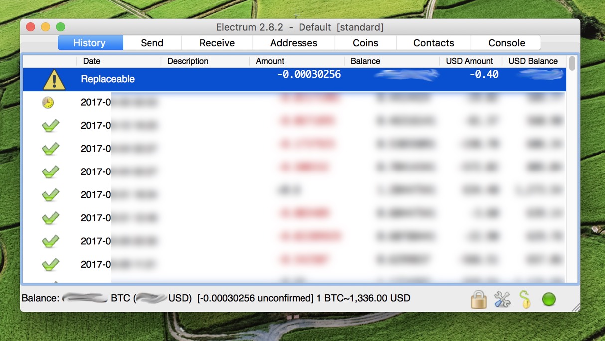 The unconfirmed transaction's summary