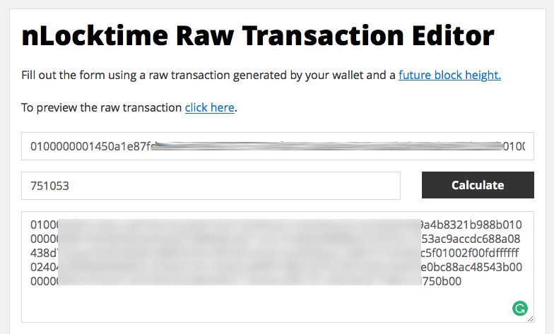 Adding future block height to the raw transaction