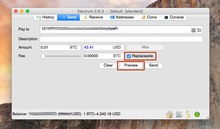 Creating a transaction in Electrum