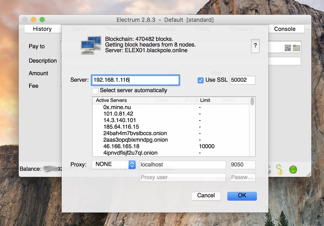 Electrum network settings